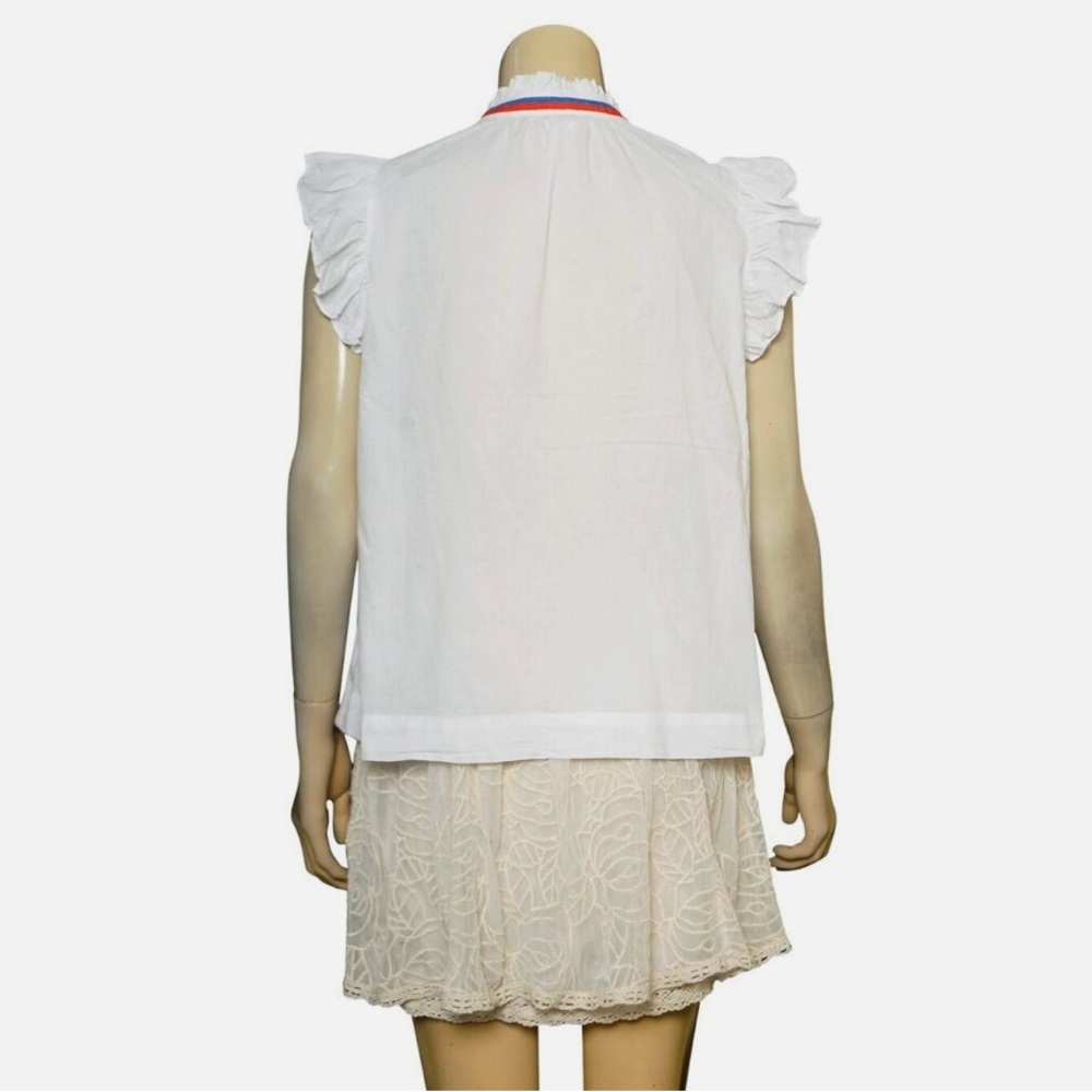 Sundry Cotton Flutter Sleeve Button Front Shirt - Picture 4 of 9